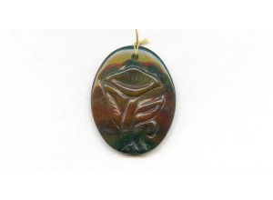 Blood Stone 40x30 Carved Pendant