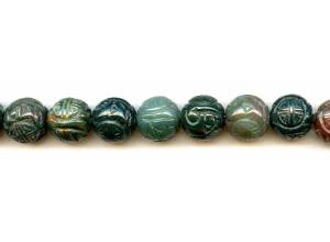 Blood Stone 14mm Carved Round