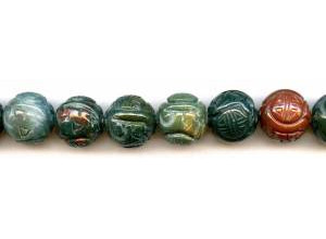 Blood Stone 16mm Carved Round