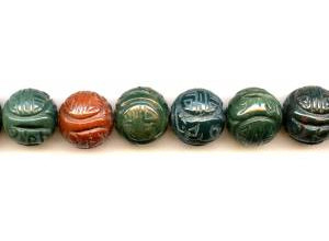 Blood Stone 18mm Carved Round