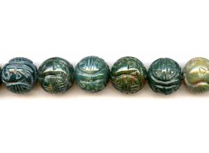 Blood Stone 18mm Carved Round