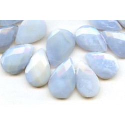 Blue Chalcedony 22-33mm Flat Pear Briolette