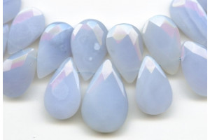 Blue Chalcedony 23-36mm Flat Pear Briolette