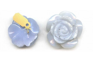 Blue Chalcedony 35x Flower Pendant