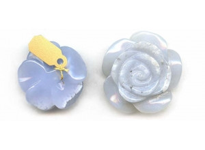 Blue Chalcedony 35x Flower Pendant