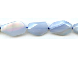 Blue Chalcedony 16-20x Faceted Flat Nugget