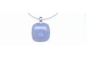 Blue Chalcedony 20x20 Cabochon Pendant