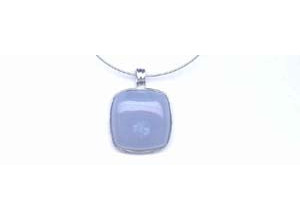 Blue Chalcedony 20x20 Cabochon Pendant