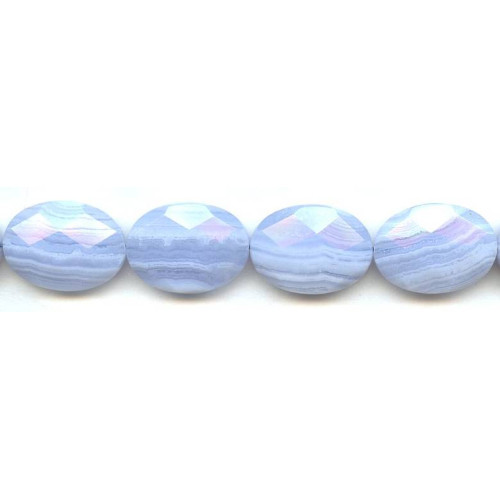 145-1131 Blue Lace Agate <br>18x25 Faceted Flat Oval