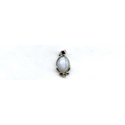 Blue Lace Agate 12x10 Faceted Oval Silver Pendant