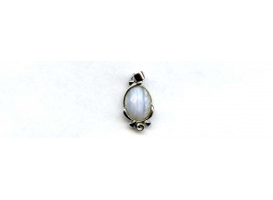 Blue Lace Agate 12x10 Faceted Oval Silver Pendant