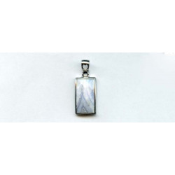Blue Lace Agate 21x12 Faceted Rectangle Silver Pendant