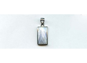 Blue Lace Agate 21x12 Faceted Rectangle Silver Pendant