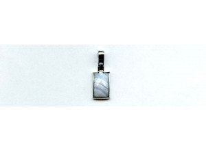 Blue Lace Agate 13x8 Faceted Rectangle Silver Pendant