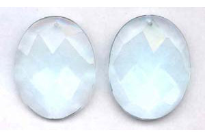 Blue Quartz 50x40 Faceted Flat Oval Pendant