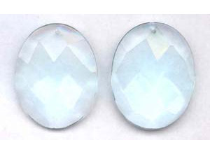 Blue Quartz 50x40 Faceted Flat Oval Pendant