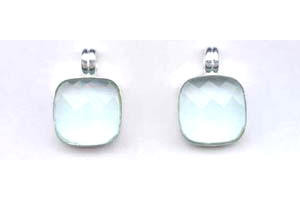 Blue Quartz 22x22 Square Bezel Pendant