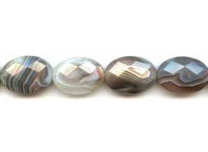 Botswana Agate 18x25 Faceted Flat Oval