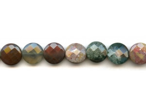 Fancy Jasper 15mm Faceted Coin