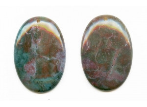 Fancy Jasper 52x36 Flat Oval Pendant