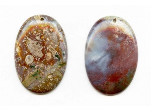 Fancy Jasper 52x36 Flat Oval Pendant