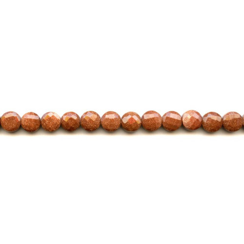 164-1020 Goldstone <br>8mm Faceted Coin