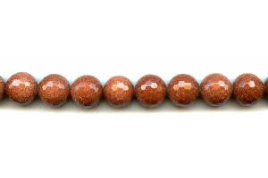 Goldstone 12mm Faceted Round