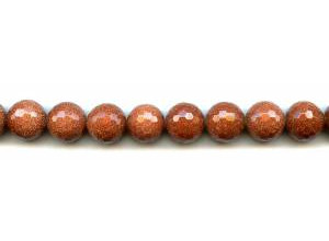 Goldstone 12mm Faceted Round