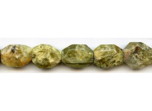 Green Garnet 16x Faceted Flat Nugget