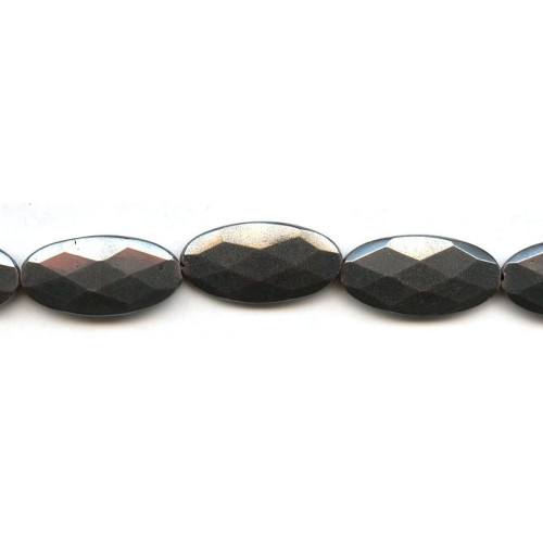 168-1446 Hematine <br>15x30 Faceted Flat Oval