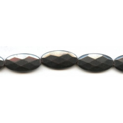 Hematine 15x30 Faceted Flat Oval