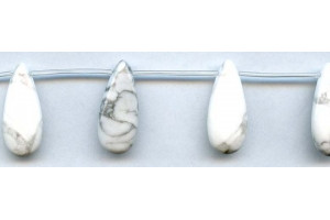 White Howlite 12x28 Flat Pear Drop