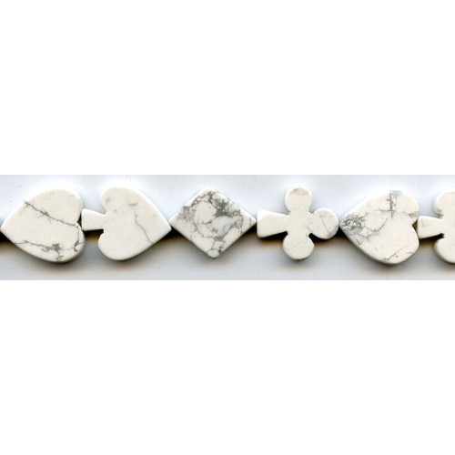 169-1062 White Howlite <br>16-17mm Poker Suits