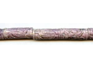 Lepidolite 12x30 Carved Tube