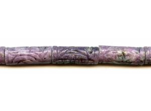 Lepidolite 12x30 Carved Tube