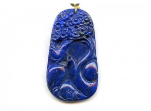 Natural Lapis 60x34 Carved Pendant