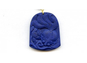 Matte Lapis 44x36 Carved Pendant