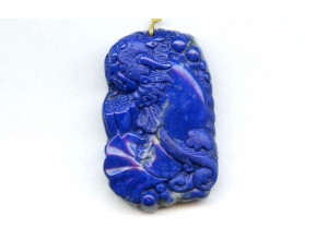 Natural Lapis 54x36 Carved Pendant