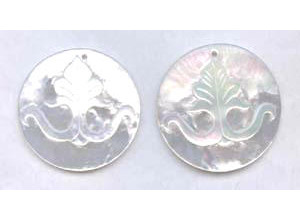 Mother of Pearl 40-45mm Carved Coin Pendant