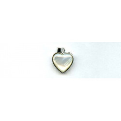 Mother of Pearl 18x18 Heart Silver Pendant