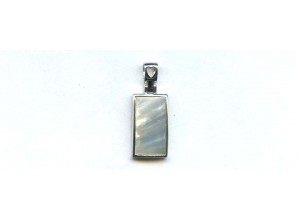 Mother of Pearl 21x12 Rectangle Silver Pendant