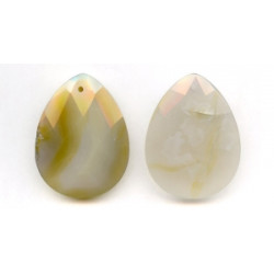 Natural Agate 45x35 Faceted Flat Pear Pendant