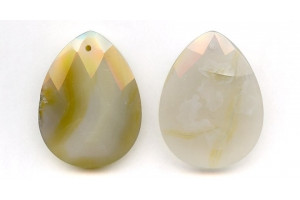 Natural Agate 45x35 Faceted Flat Pear Pendant