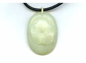 New Jade 36x50 Carved Oval Pendant Necklace