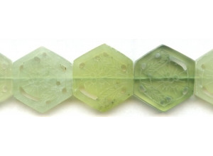 New Jade 28mm Carved Hexagon Coin