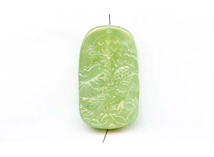 New Jade 48x28 Carved Pendant