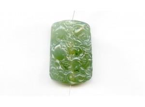 New Jade 45x30 Carved Pendant