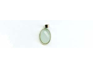 New Jade 19x14 Faceted Oval Silver Pendant