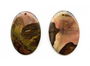 Mexican Picture Jasper 50x35 Flat Oval Pendant