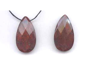 Poppy Jasper 22x40 Faceted Flat Pear Pendant